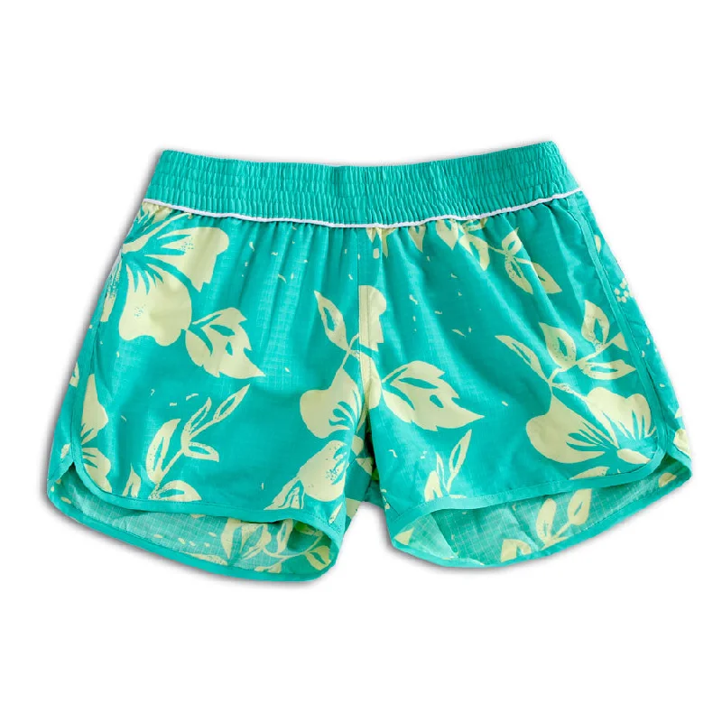 Light And Breathable N91-W958 (160 GSM rip stop green floral), Ladies 100% Microfiber Walk Shorts