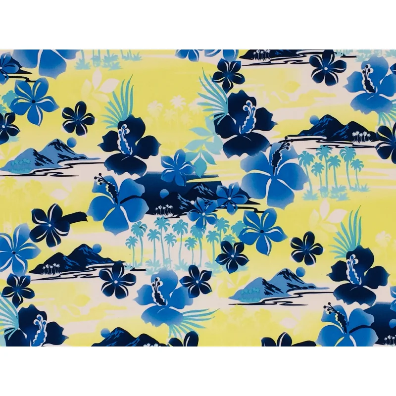 Retro Fashion "2 Tickets to Paradise" (Blue) Mens Elastic Waist Board Shorts - 19.5" Outseam / 7" Inseam