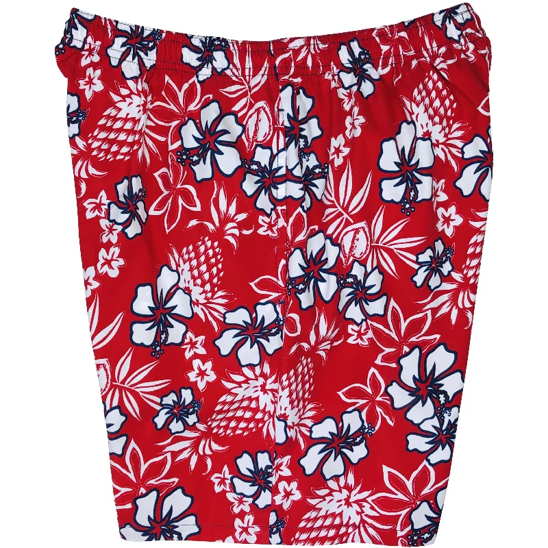Design And Tailoring "North Shore" Mens (6.5" Inseam / 19" Outseam) Swim Trunks (Red)