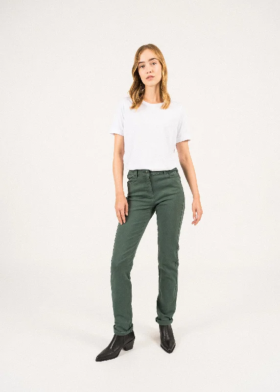 Comfortable And Casual Patricia straight pants - elasticated waist, in stretch cotton (VEGETAL)