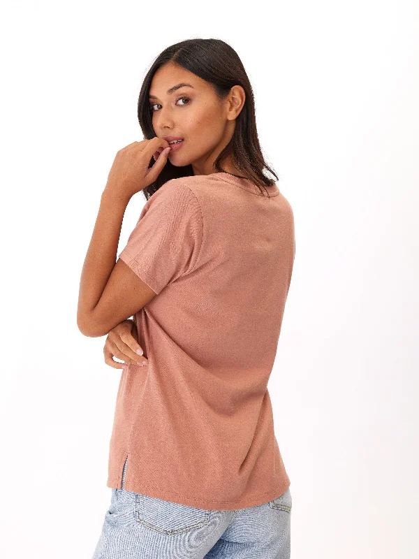 Fresh And Fashionable Pattie Classic Cotton V-Neck Tee