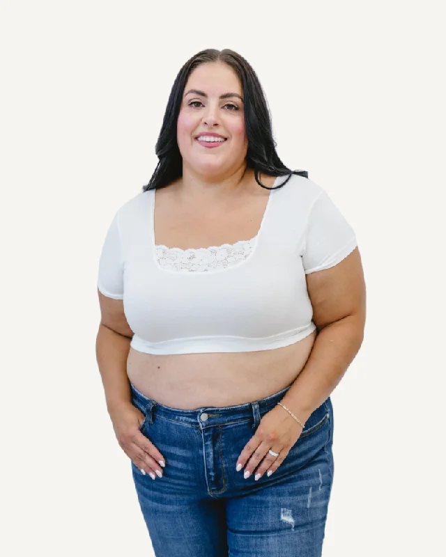 Carefree Peekaboo Short Sleeve Halftee ( lace inset )