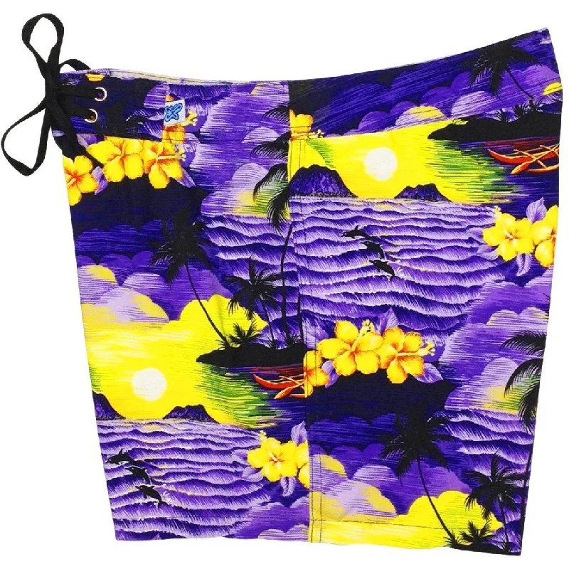 Celebrity Style "Picture This" Board Shorts - Regular Rise / 5" Inseam (Purple)