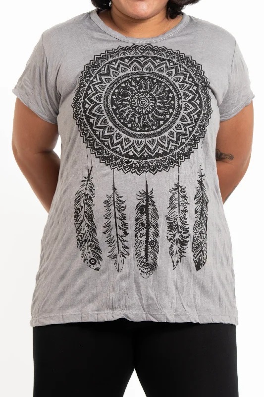 Simple research Plus Size Womens Dreamcatcher T-Shirt in Gray