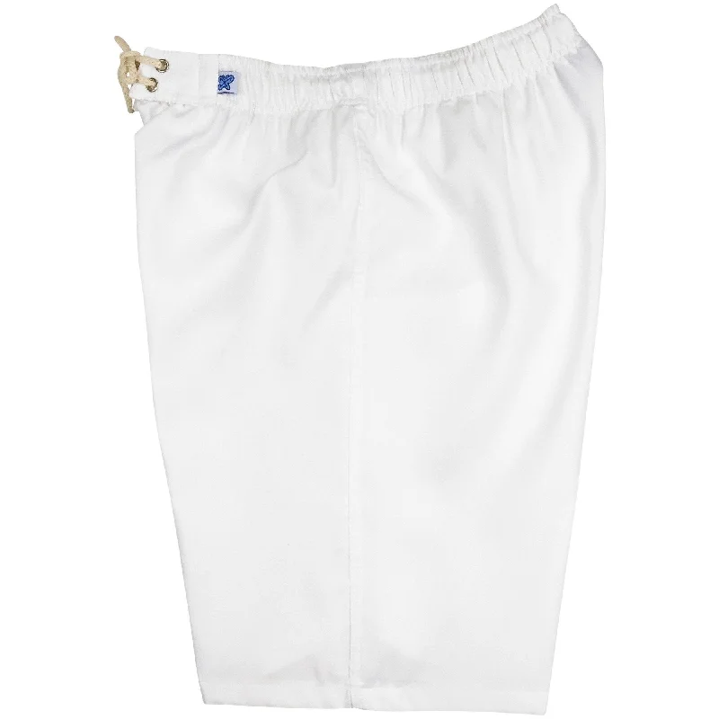 Sports Fitness Wear "A Solid Color" Women's Elastic Waist (Swim) Board Shorts. REGULAR Rise + 11" Inseam (White) Sports Fitness Wear "A Solid Color" Women's Elastic Waist (Swim) Board Shorts. REGULAR Rise + 11" Inseam (White)