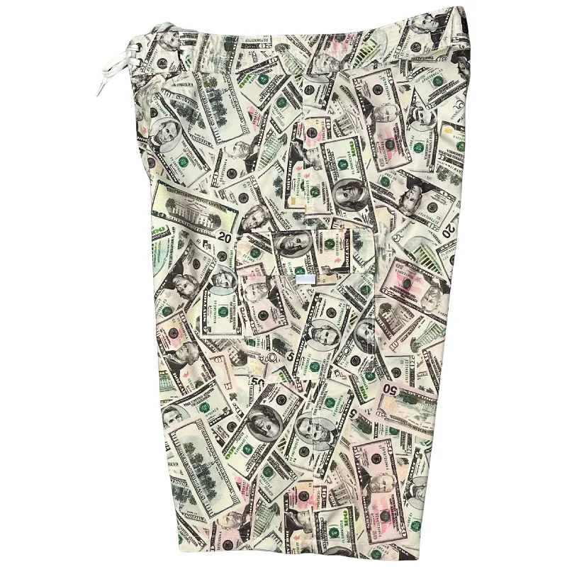 "Stimulus Check" Double Cargo Pocket Board Shorts (Select Custom Outseam 22" - 27")