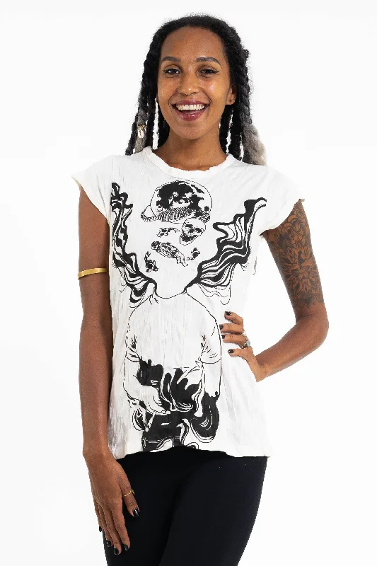 Avant-garde trend Womens Space Man T-Shirt in White