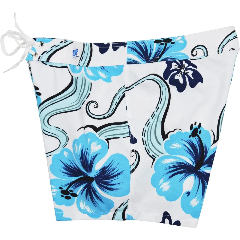Romantic And Fresh "Tail Spin" Board Shorts - Regular Rise / 5" Inseam (White + Blues) Romantic And Fresh "Tail Spin" Board Shorts - Regular Rise / 5" Inseam (White + Blues)