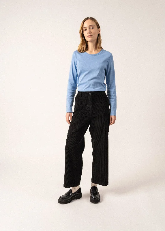 Street Charm Tess Velvet Trousers - straight cut (NOIR)