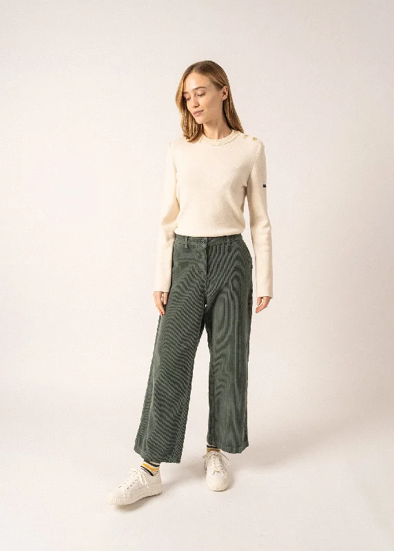 Stretch Design Tess Velvet Trousers - straight cut (VEGETAL)