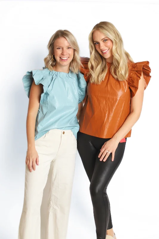 Classic Style The Leather Ruffle Top- Two Color Ways