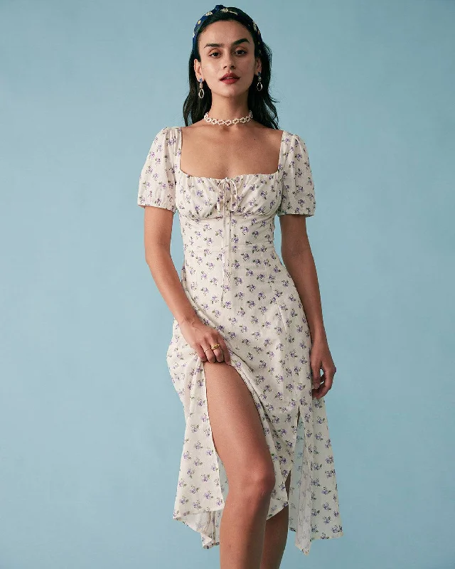 Comfortable down The Short Sleeve Floral Ruched Midi Dress