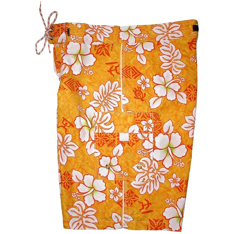 Beautiful Romance "Tribal Council" Mens Board Shorts - 22" Outseam / 9.5" Inseam (Orange)