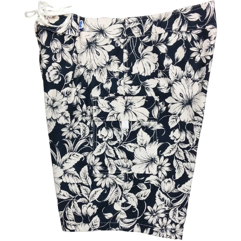 Unique Design "Vintage" (Black) Womens Board Shorts - Regular Rise / 10.5" Inseam