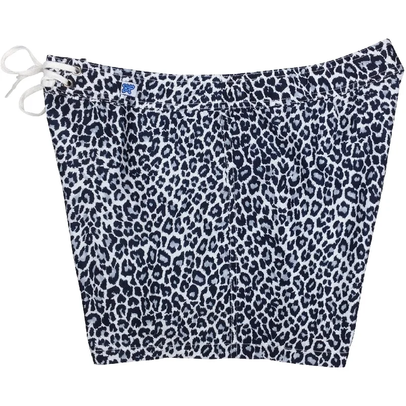 "Wild Weekend" Cheetah Print Board Shorts - Regular Rise / 5" Inseam (Charcoal)