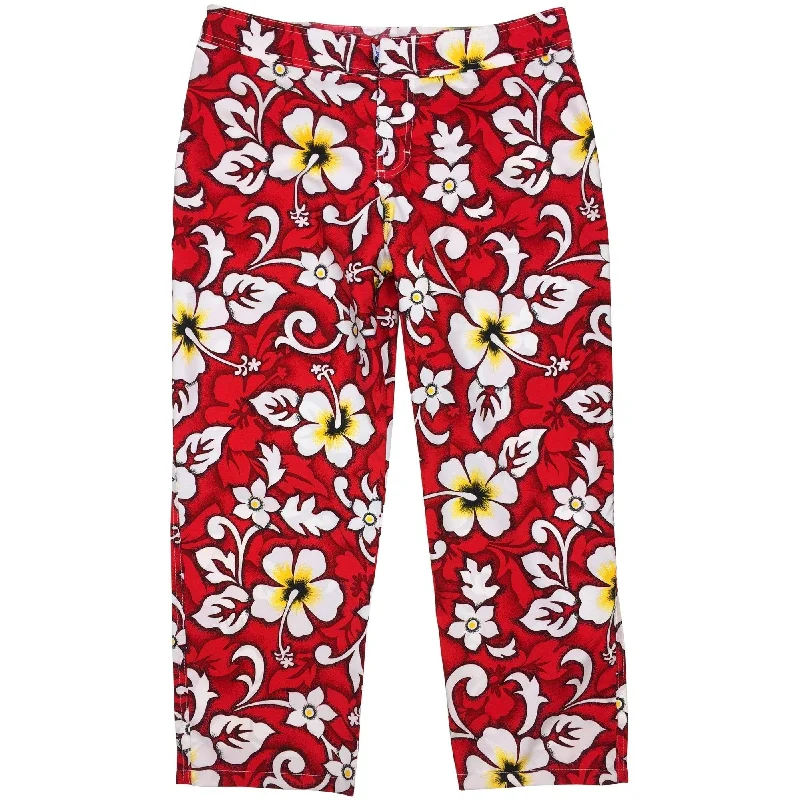 Fashionable And Versatile "Charm School" Womens Board (Swim) Capris - ELASTIC Waist + HIGHER Rise/Waist + 23" Inseam (Red) Fashionable And Versatile "Charm School" Womens Board (Swim) Capris - ELASTIC Waist + HIGHER Rise/Waist + 23" Inseam (Red)