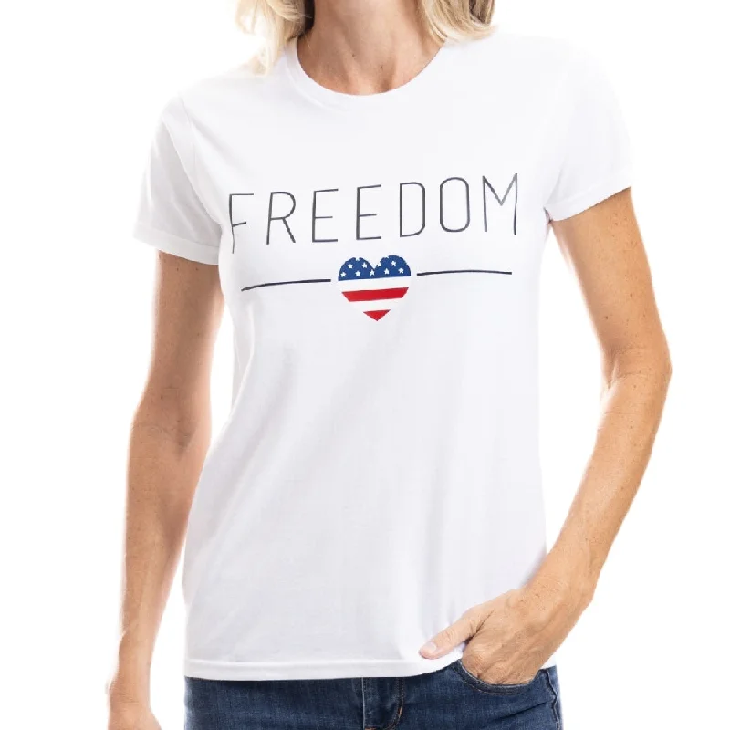 Feminine Charm Women's Freedom Flag Heart T-Shirt