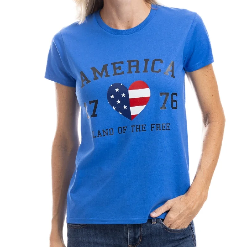 Simple And Comfortable Women's USA Flag Heart 1776  Freedom T-Shirt
