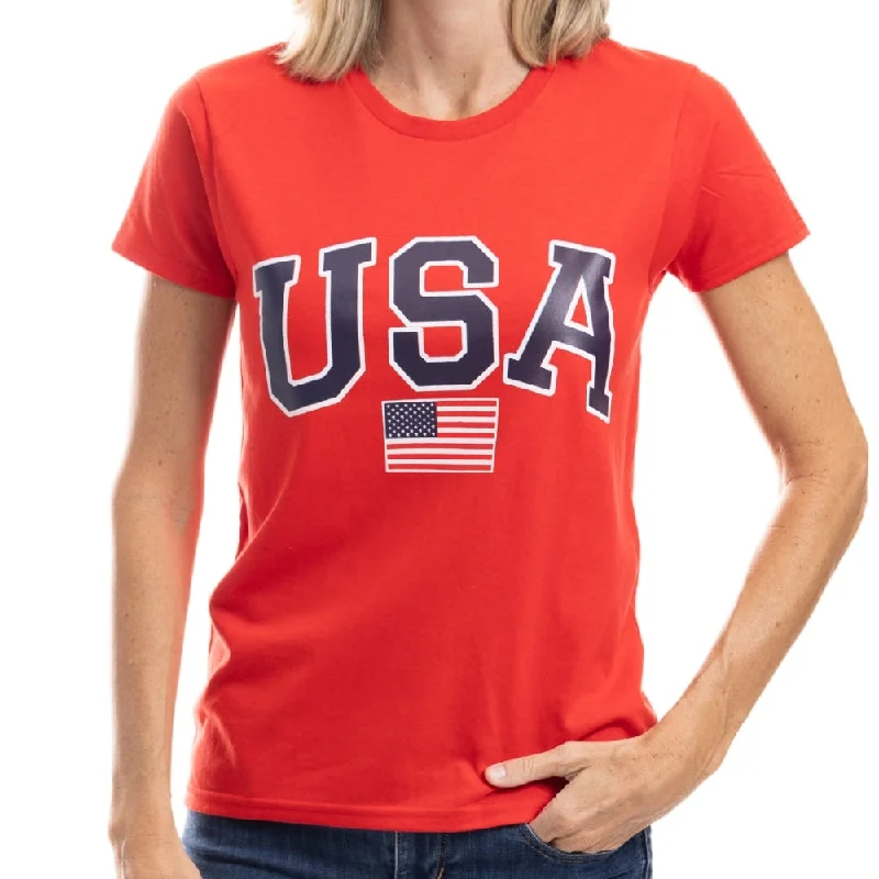 Exclusive Customization Women's USA Flag T-Shirt
