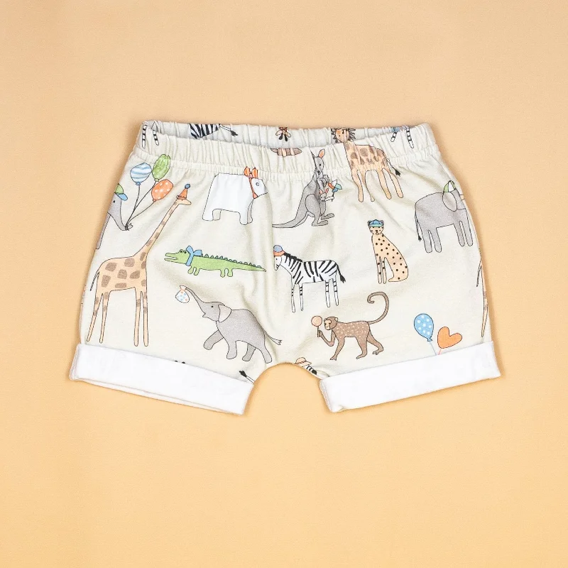 Feminine Charm Zoo Day Rolled Hem Shorts